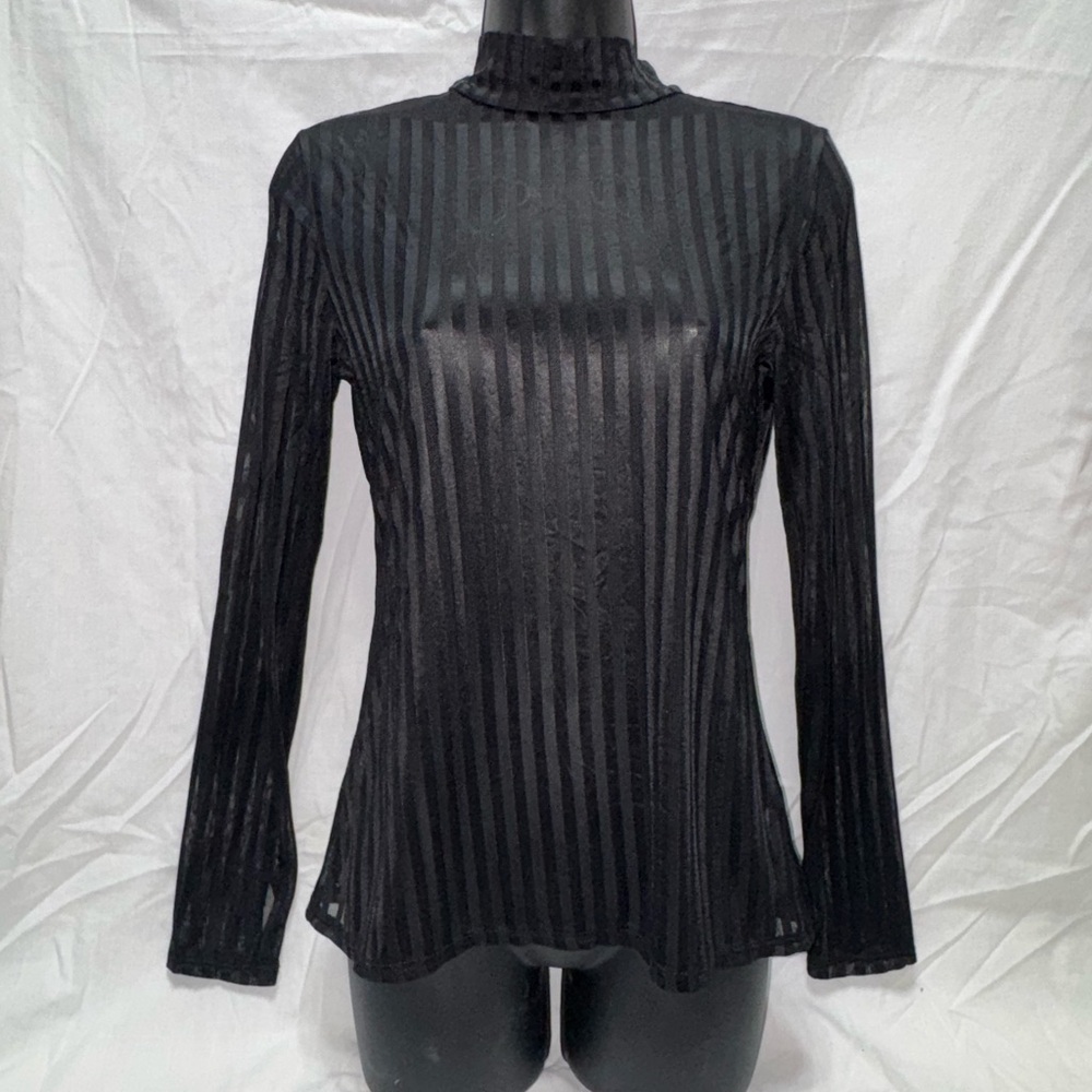 Project RUNWAY Black Sheer Striped Long Sleeve Top